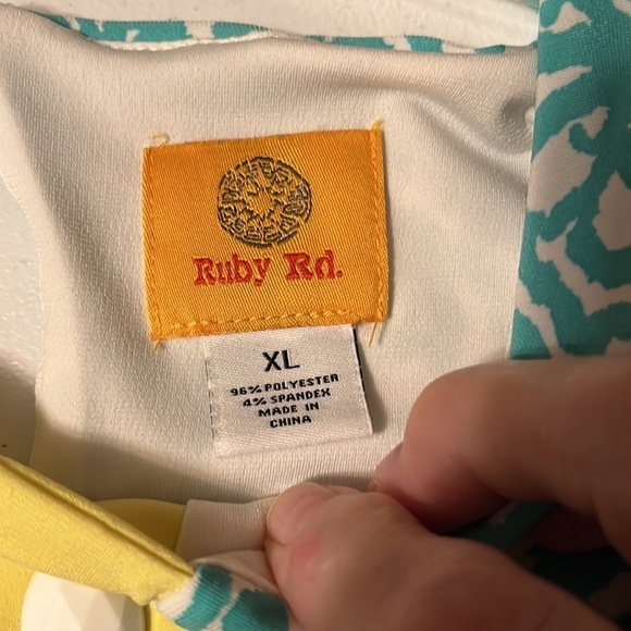 Ruby Road maxi sleeveless dress , aqua/ yellow. XL - Picture 3 of 4